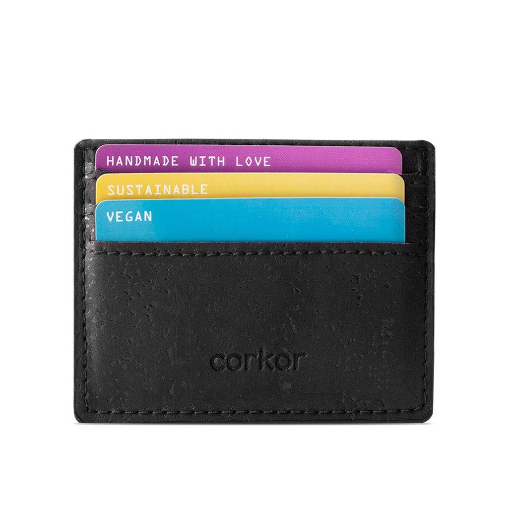 Black Vegan Cork Card Case Wallet T9388
