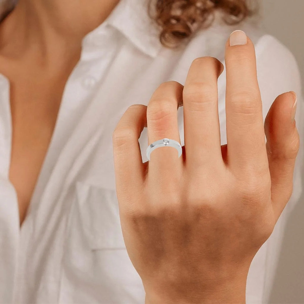 18K White Gold Diamond Solitaire Ring G284747