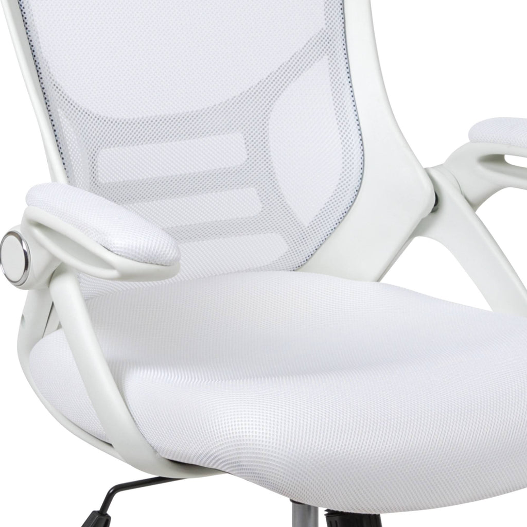 White High Back Mesh Ergonomic Swivel Office Chair with Flip Up Arms U110