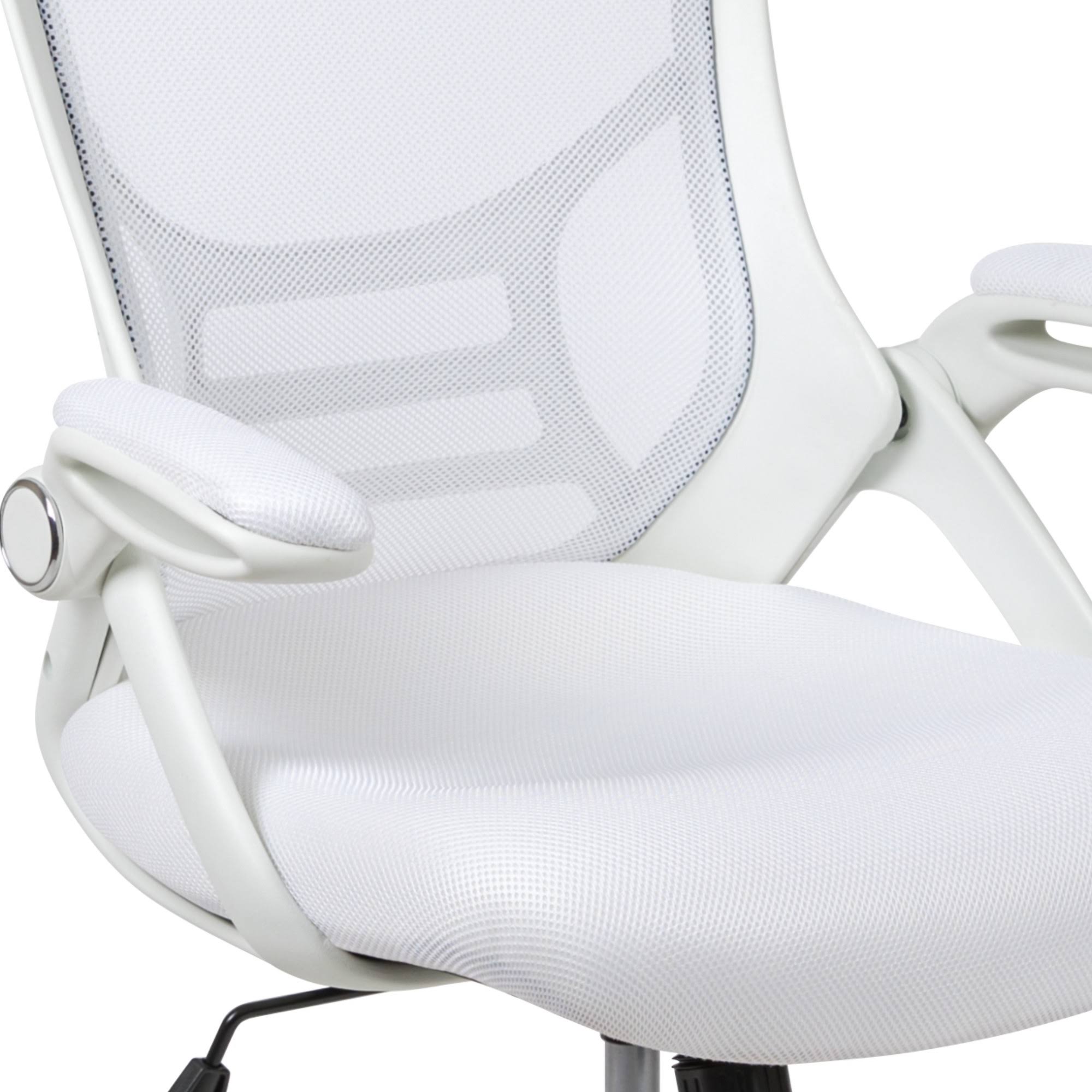 White High Back Mesh Ergonomic Swivel Office Chair with Flip Up Arms U110