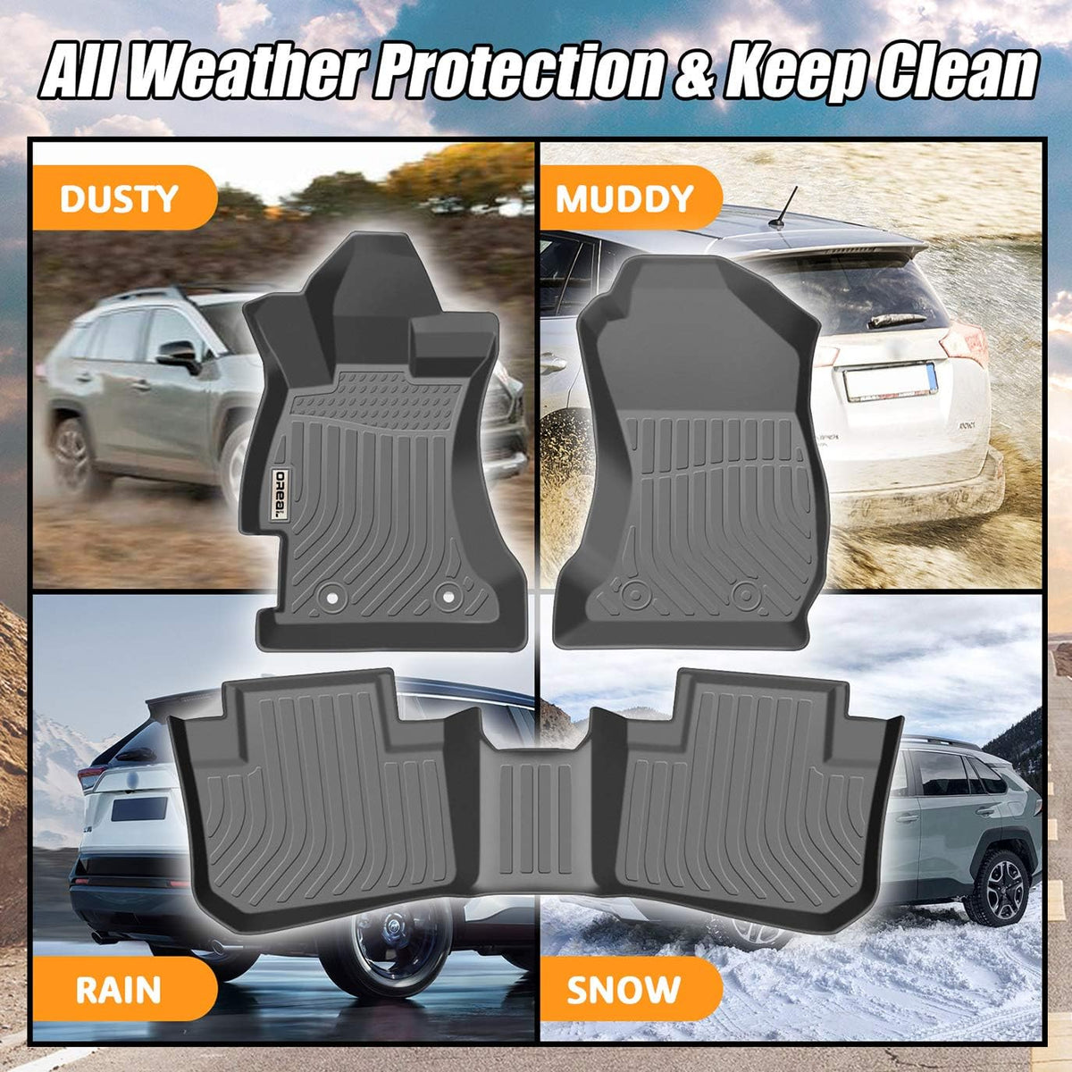 Black Floor Mats Replacement for Subaru Forester Front and Rear Car Carpet M783