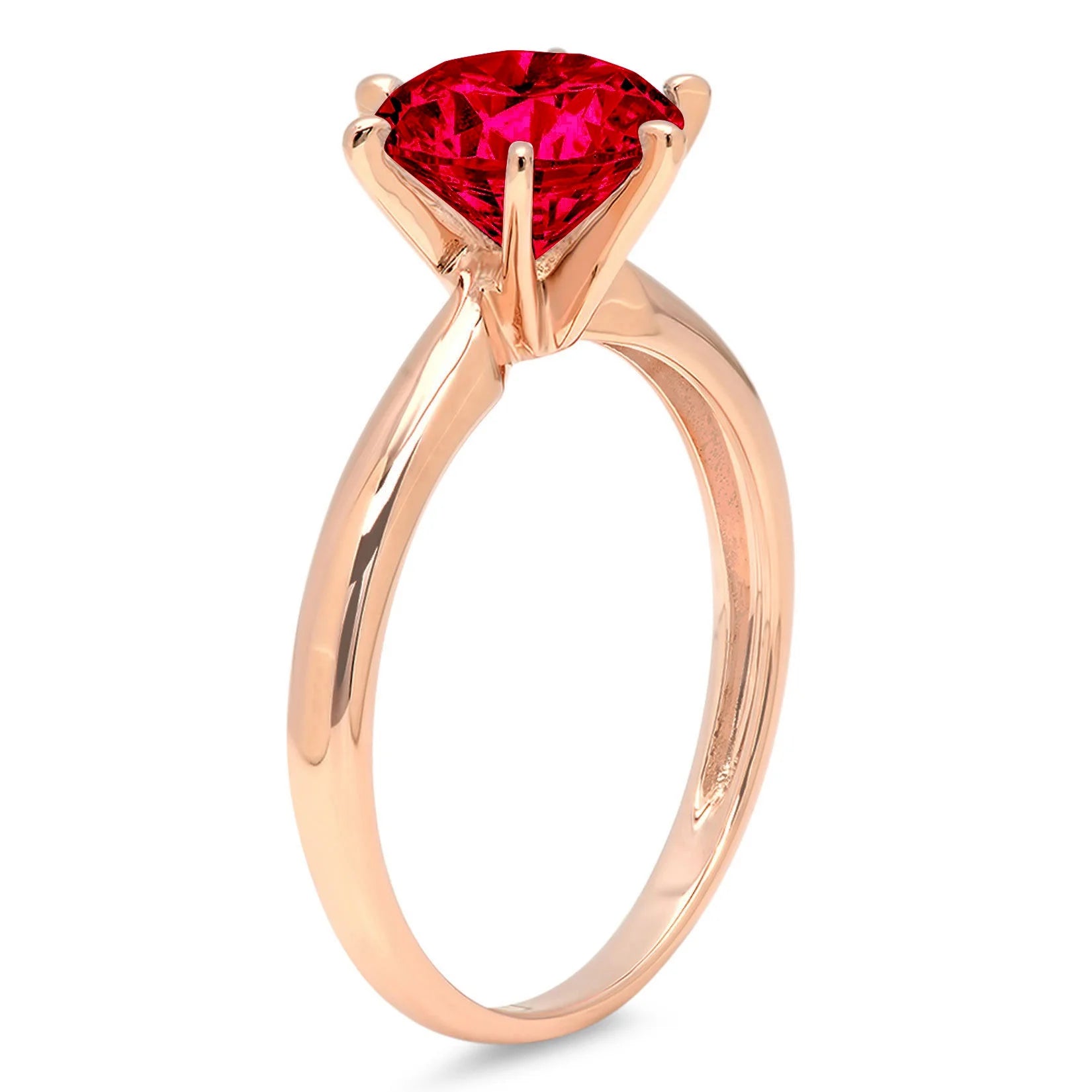 1.0ct Round Cut Red Simulated Ruby 18k Rose Gold Ring Size 10.5 Z2324