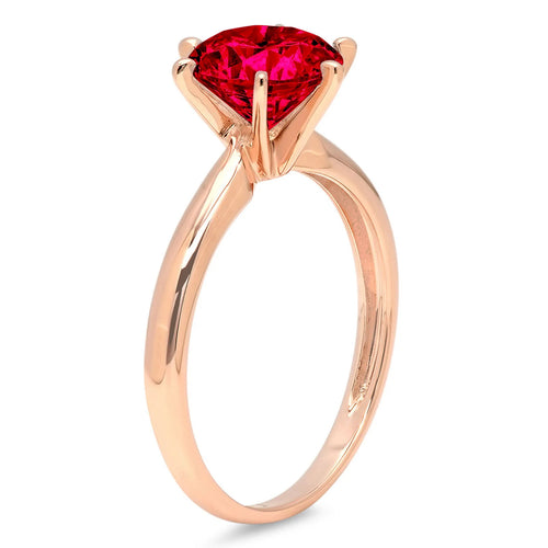 1.0ct Round Cut Red Simulated Ruby 18k Rose Gold Ring Size 10.5 Z2324