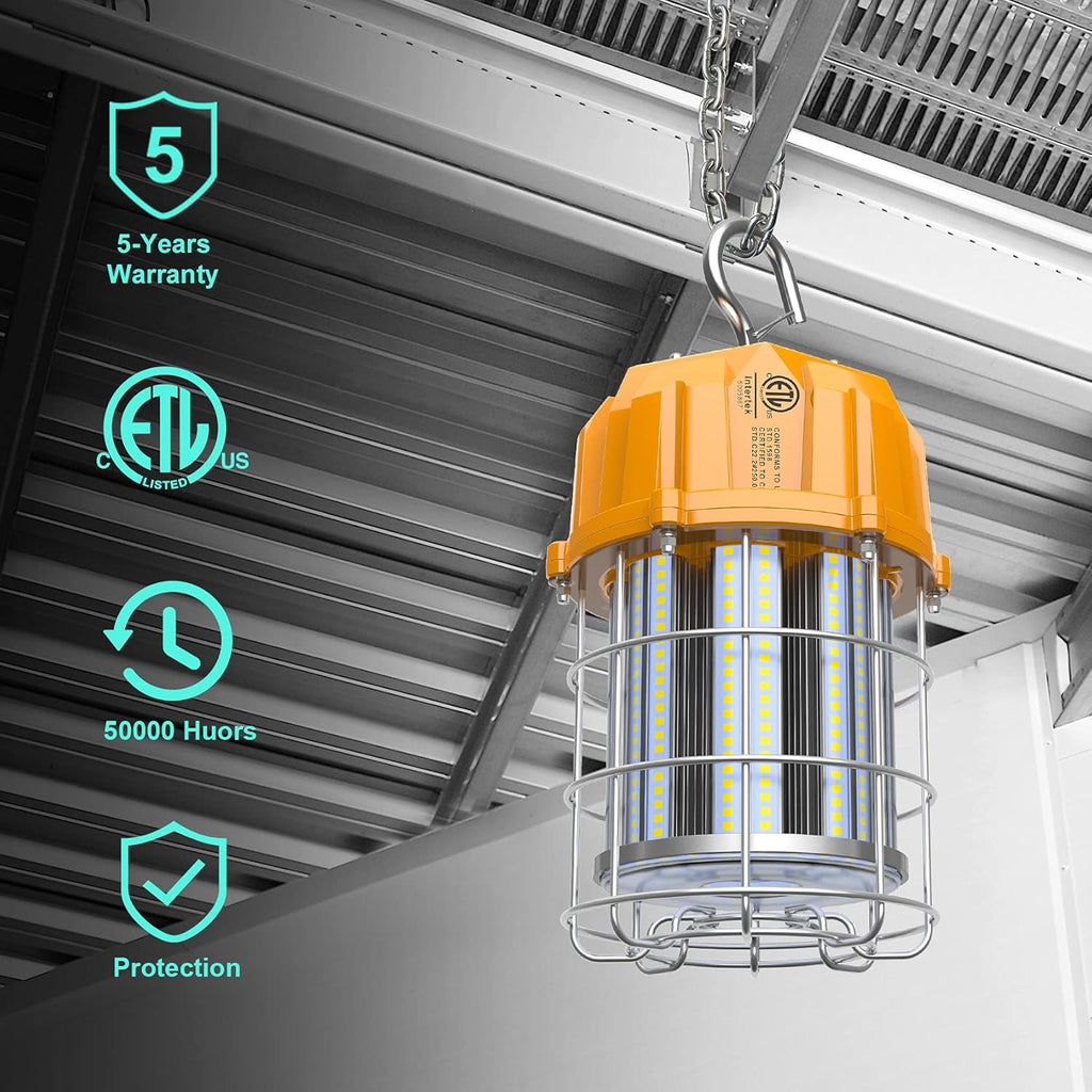 125W LED Temporary Work Light with 10' Cable Portable Hanging Construction Light IP65 A739