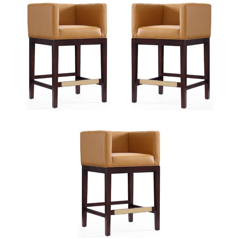 Faux Leather Barstool Set of 3 B950