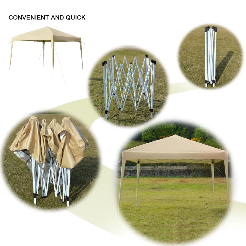 Khaki 10' x 10' Instant Canopy Tent with Carrying Bag U8248