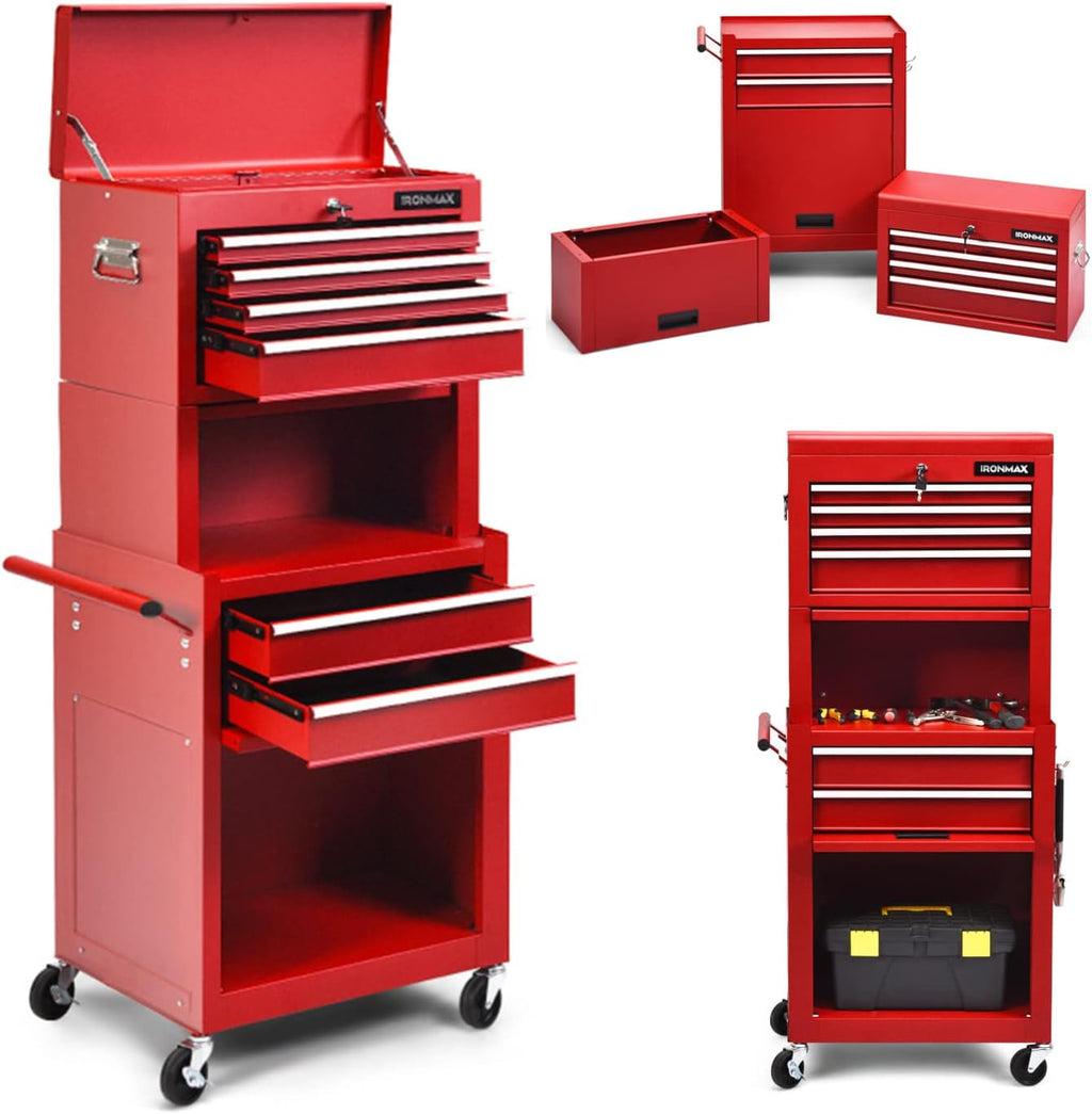 Red 5-Drawer Rolling Tool Chest with Wheels F8937