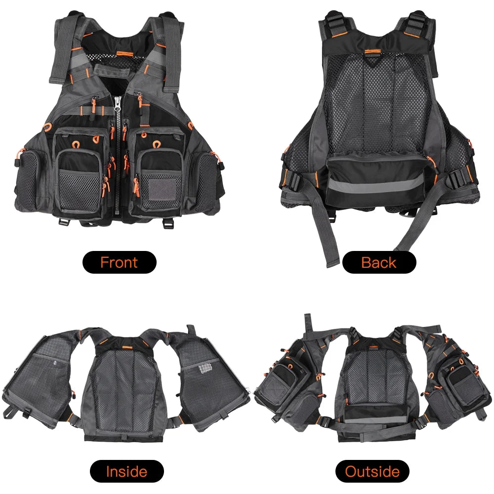Breathable Utility Vest with 11 Zippered Pockets and Reflectors W8324