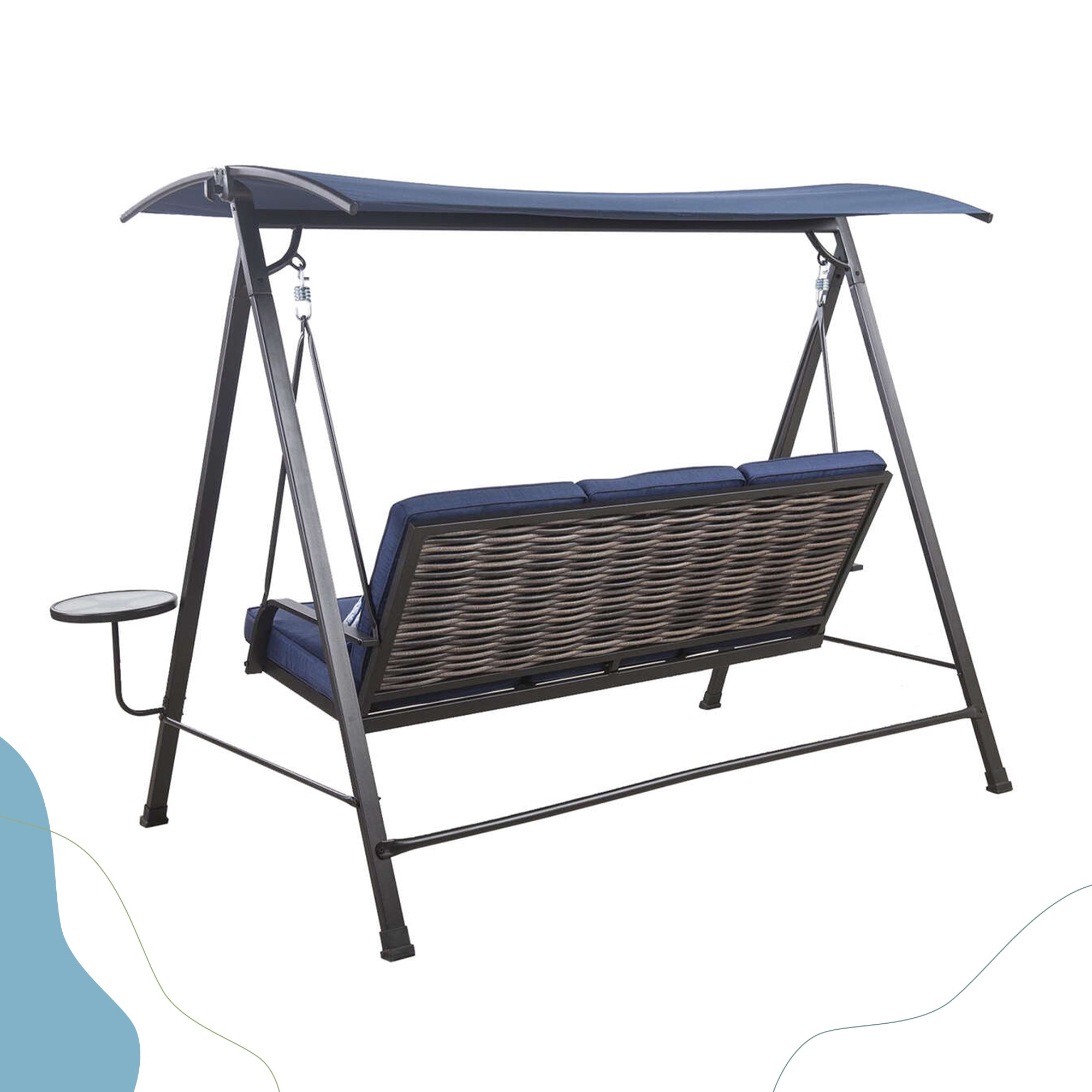Blue Steel 3-seater Porch Swing with Canopy E414652