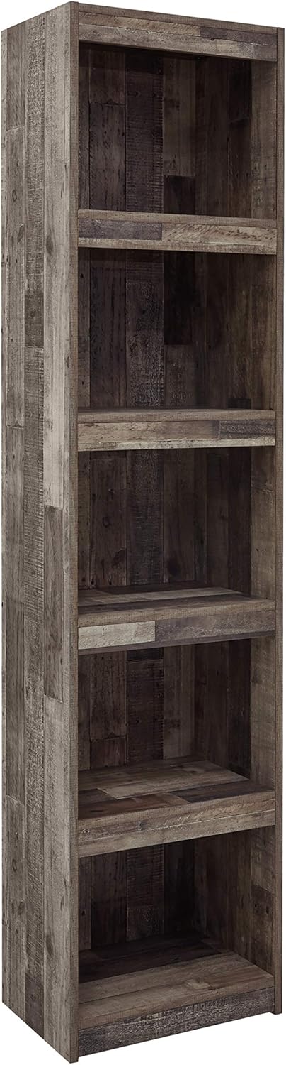 Rustic Entertainment Center Pier Bookcase with 3 Adjustable Shelves, Natural Brown N2029