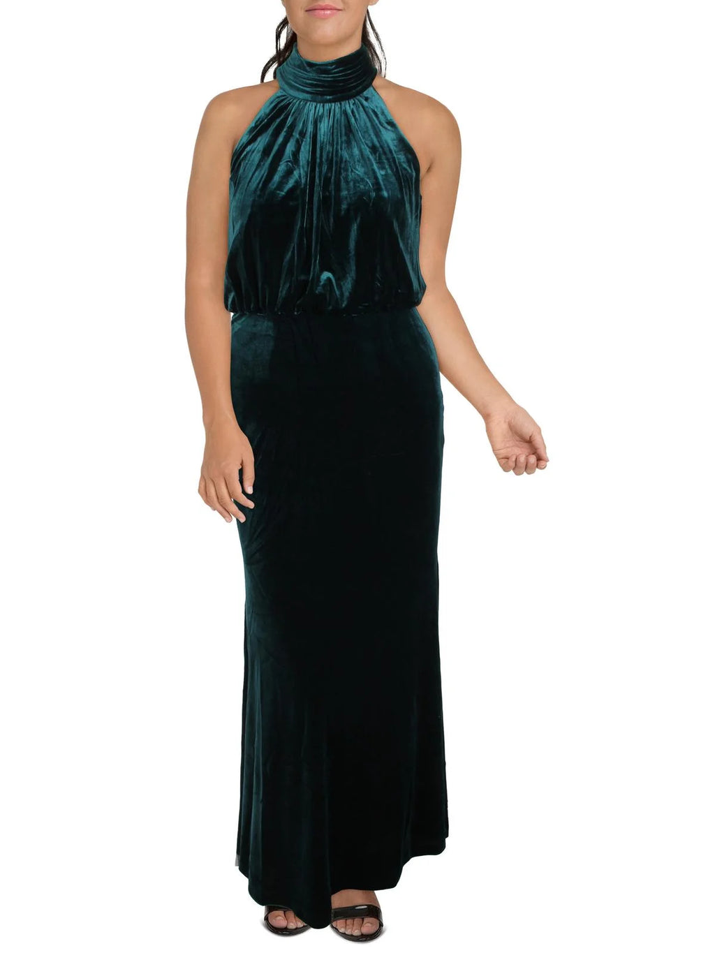 Velvet Mock Neck Evening Dress I731255