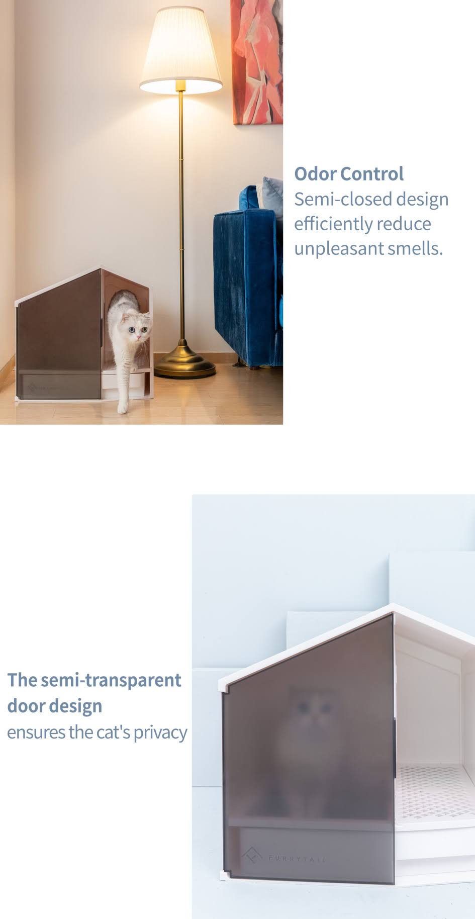 XL Semi-Closed Cat Litter Box with Scoop K7362