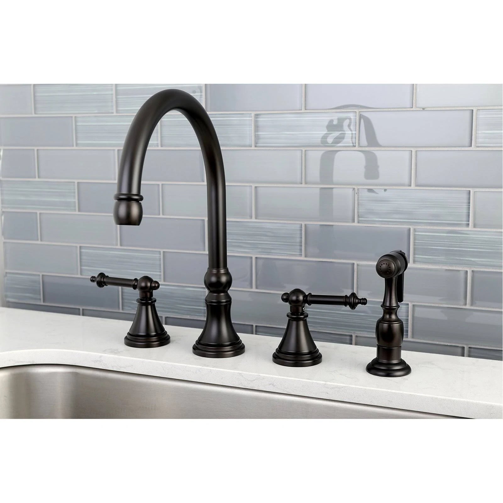 Polished Chrome Kitchen Faucet with Brass Sprayer A271686