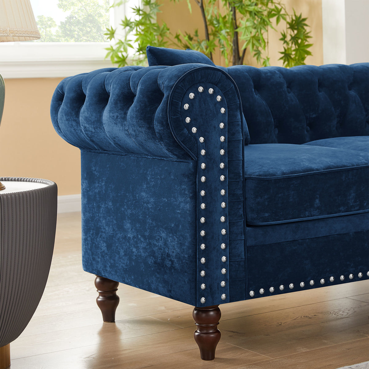 Blue Velvet L-shaped Sofa V894466