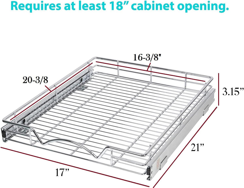 Chrome Finish Wire Frame Pull Out Drawer Cabinet Organizer, Pack of 2 A809888