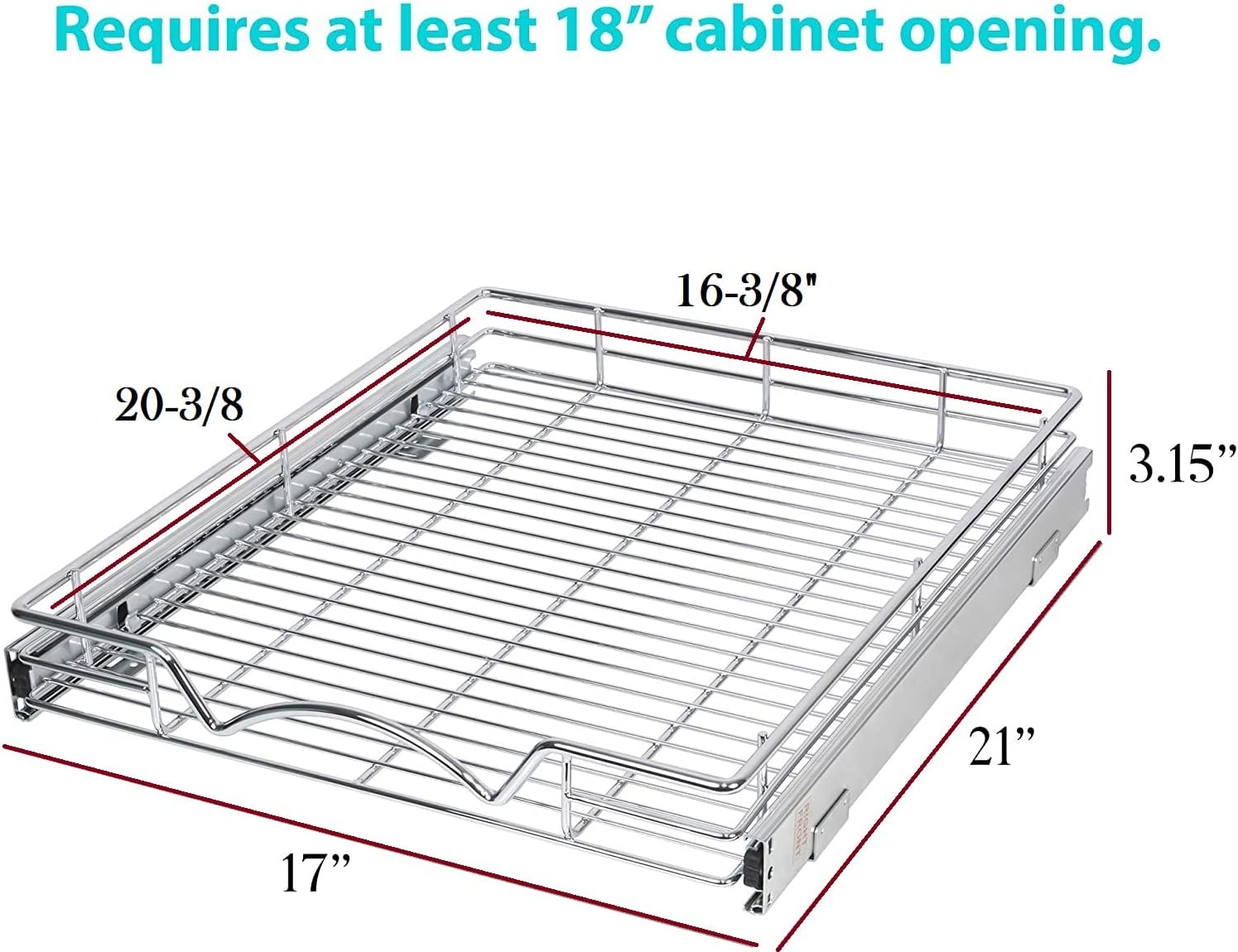 Chrome Finish Wire Frame Pull Out Drawer Cabinet Organizer, Pack of 2 A809888