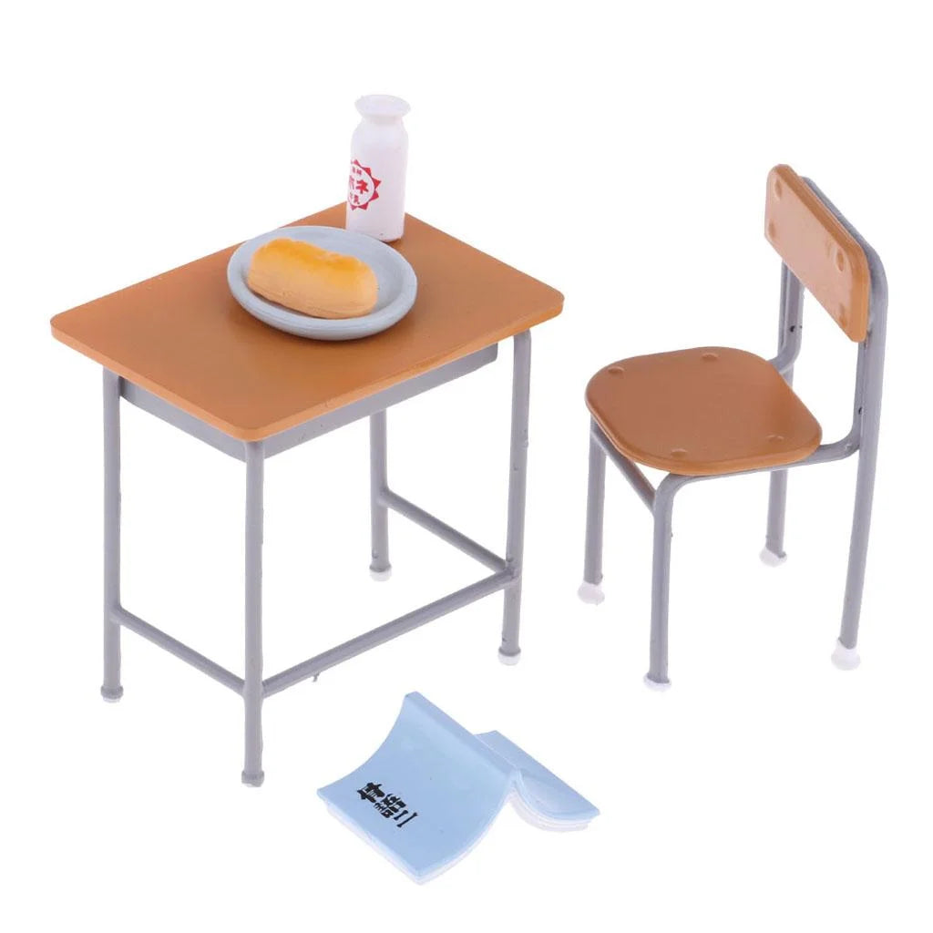6 Pcs Metal Dollhouse Desk Chair Set W8911