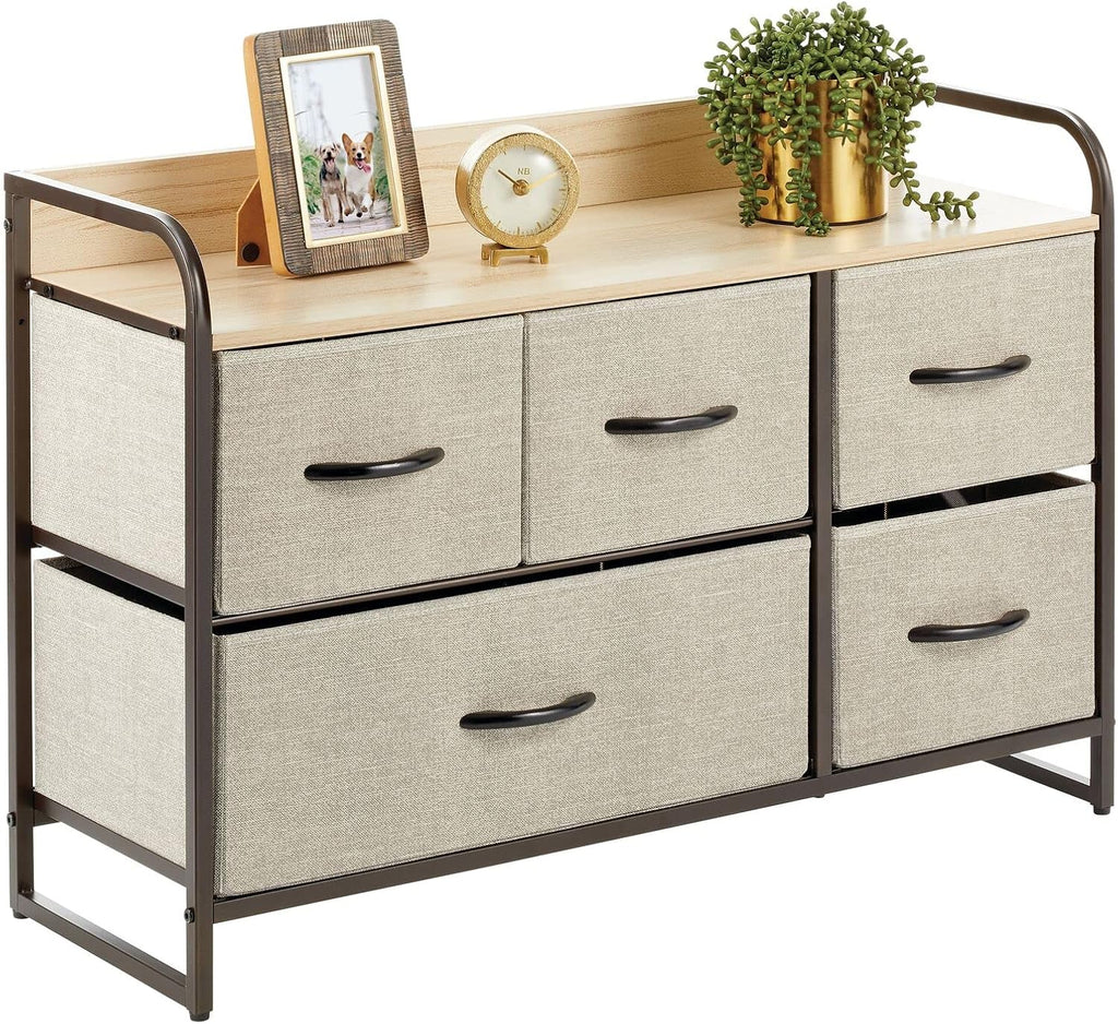 Bronze 5 Drawer Fabric Storage Dresser H637