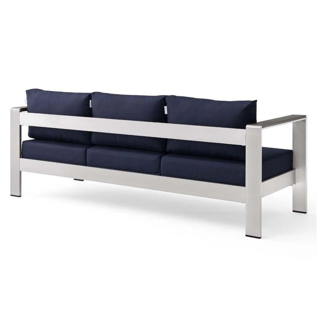 Aluminum Patio Sofa in Silver Navy Y12088