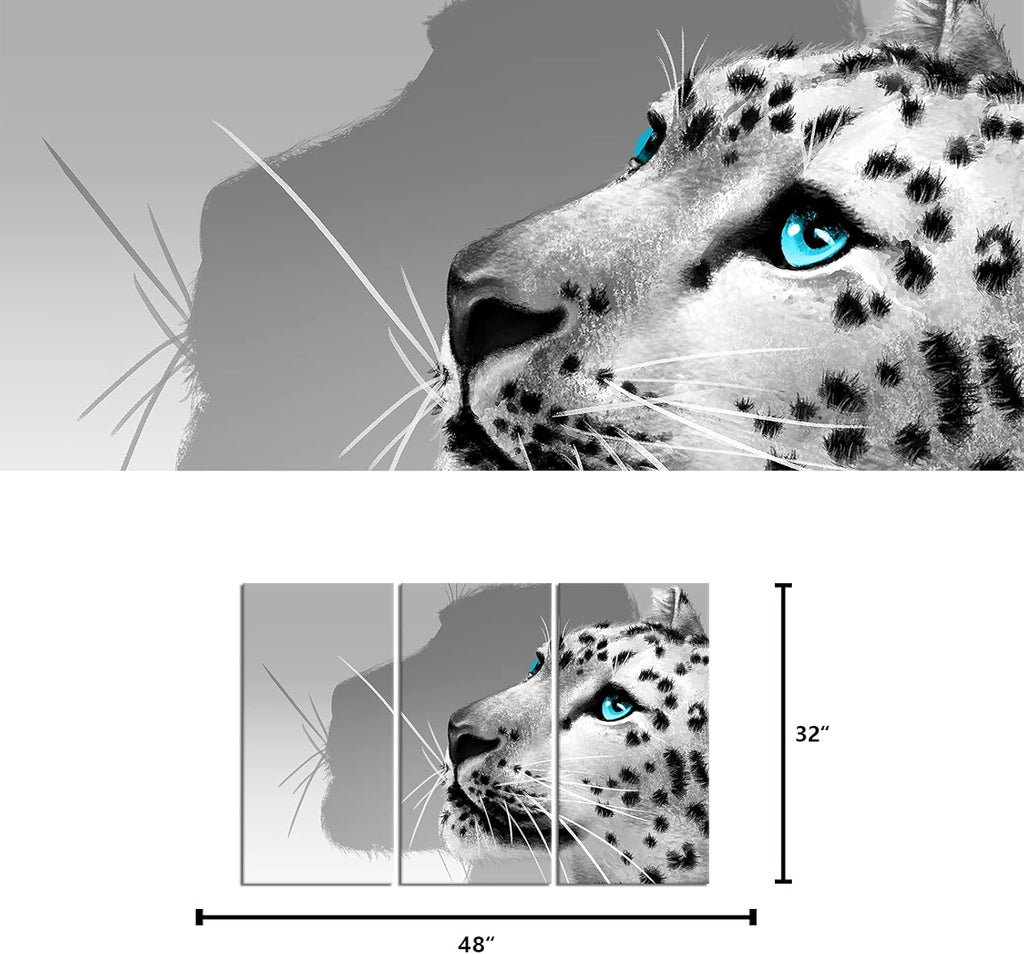 3 Pieces Black and White Leopard Canvas Prints Wall Art C4619