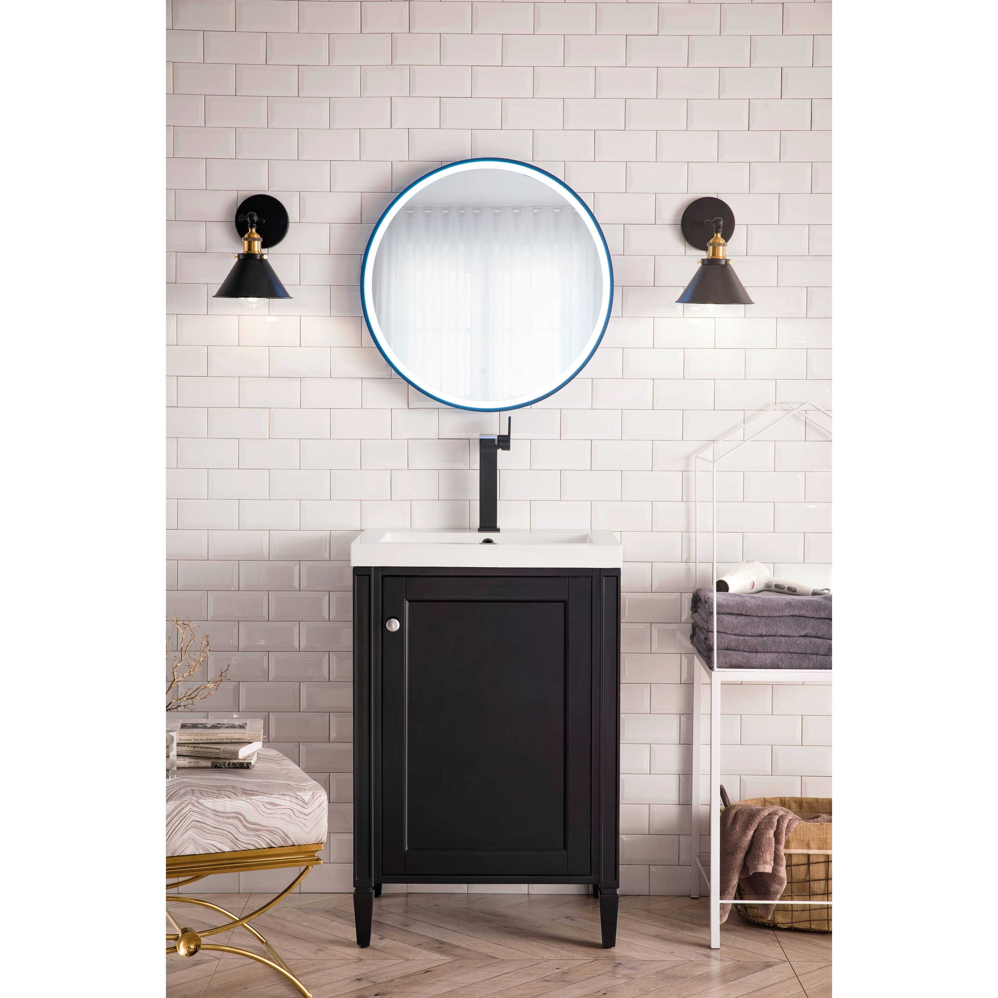Glossy White Single Vanity Cabinet A205615