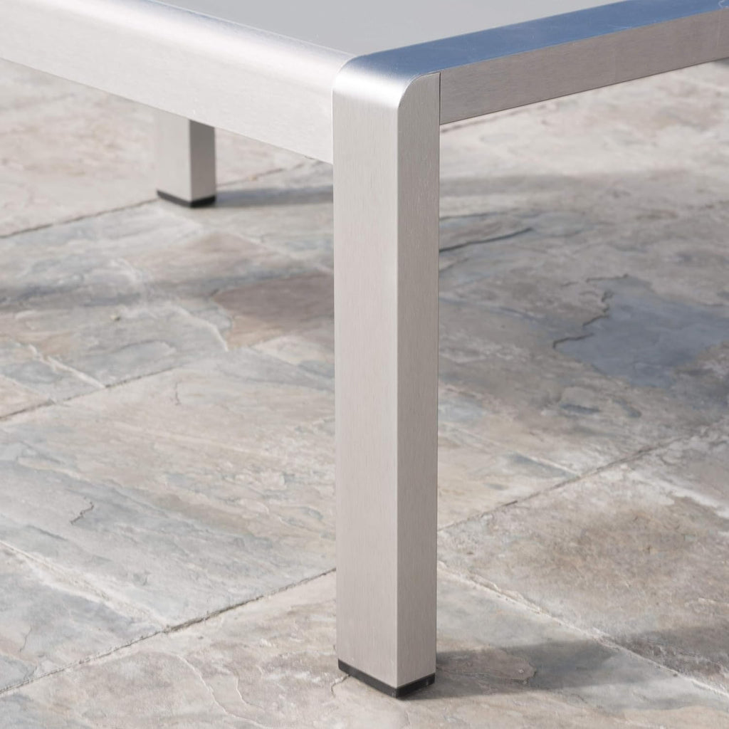 Silver Aluminum Coffee Table with Glass Top P224