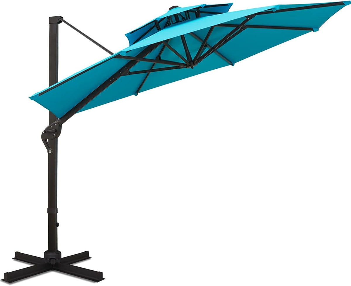 11FT Double Top Cantilever Patio Umbrella Tan Q106280