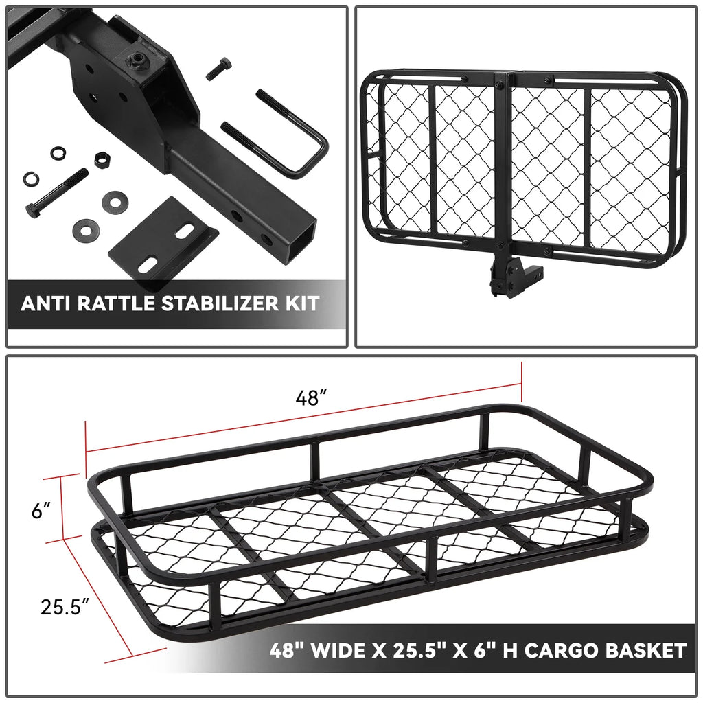 Foldable Rear Cargo Carrier Basket for 2" Receiver Tow Hitch T818