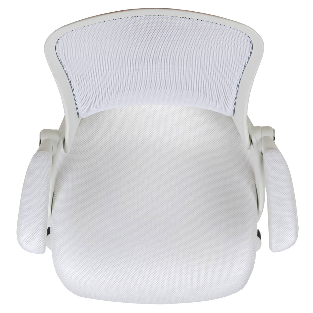 White High Back Mesh Ergonomic Swivel Office Chair with Flip Up Arms U110