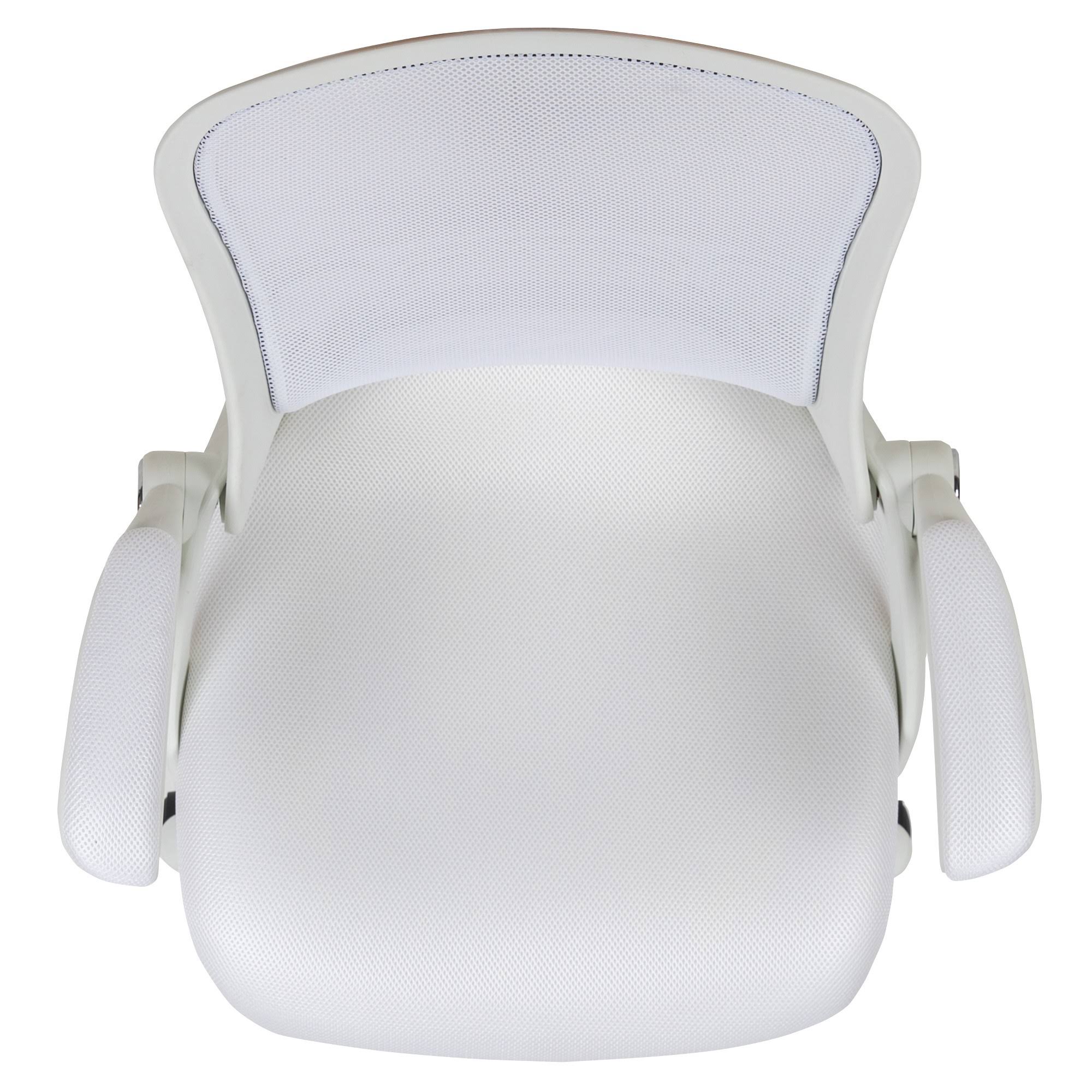 White High Back Mesh Ergonomic Swivel Office Chair with Flip Up Arms U110