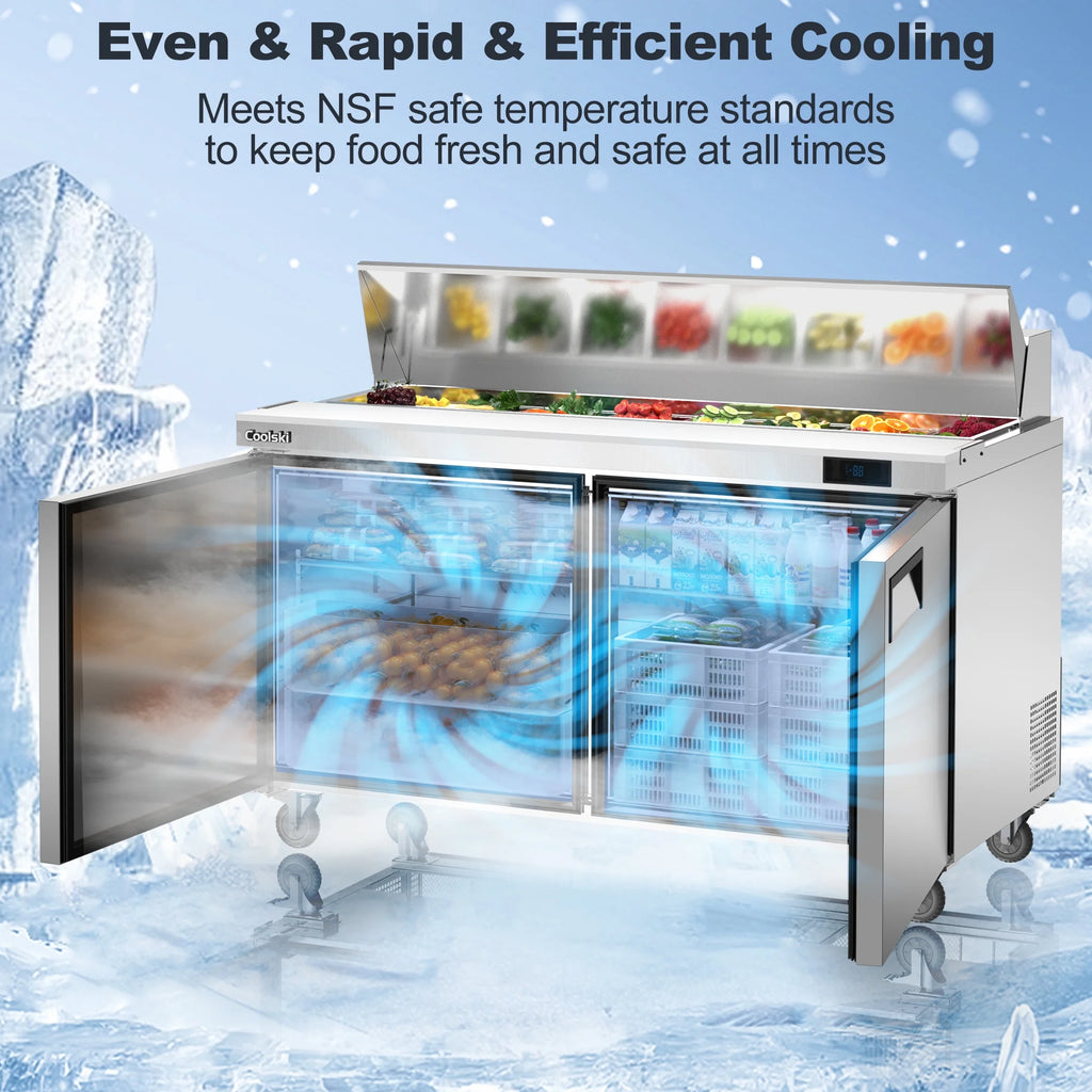 2 Door Commercial Refrigerator Prep Table with Cutting Board A94115