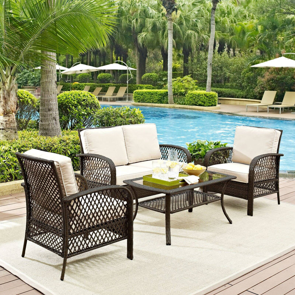 4 Piece Wicker Patio Sofa Set in Brown and Sand K887700