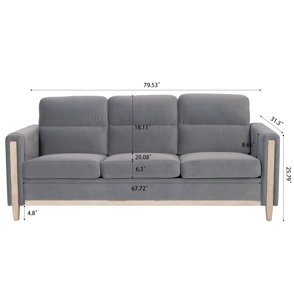 Solid Wood Three-Seater Sofa Couch J1999
