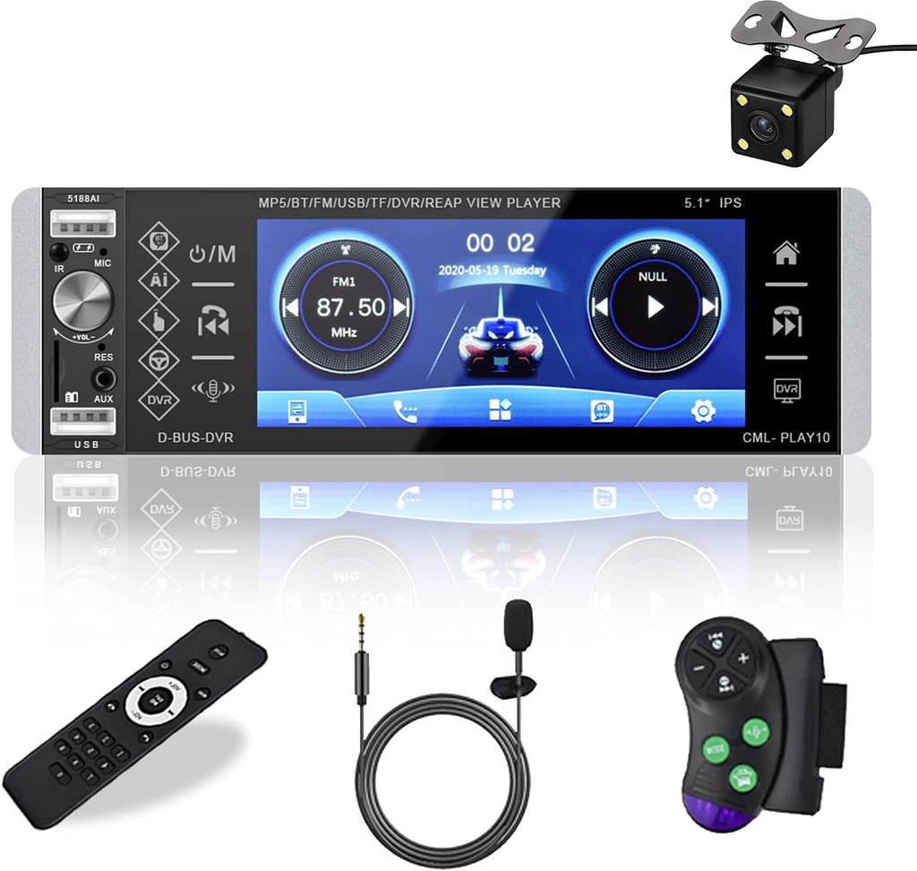 5.1” Touch Screen Bluetooth Car Stereo with Backup Camera E726
