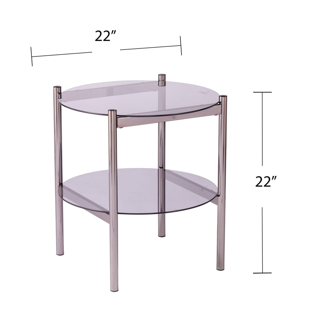 Round End Table with Glass Top I669