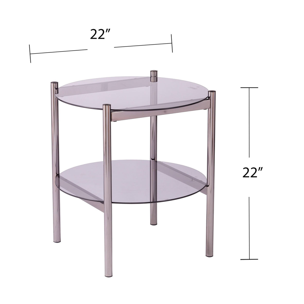 Round End Table with Glass Top I669