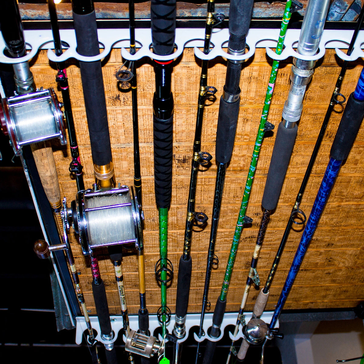 Overhead & Wall Mount Fishing Rod Rack, Holds 11 Rods, 2 Pack I2683