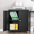 Metal Storage Cabinet with Locking Doors and 1 Adjustable Shelves, Black S309