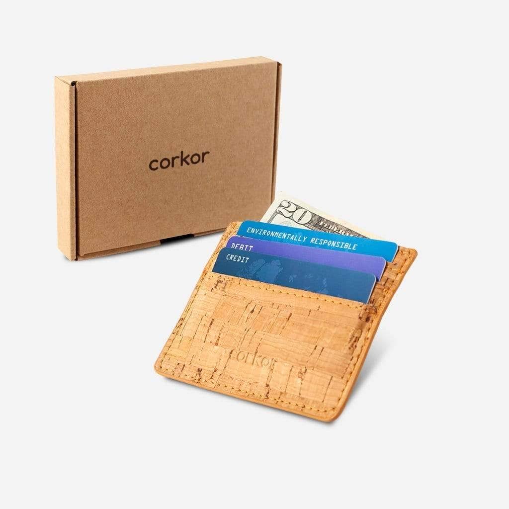 Black Vegan Cork Card Case Wallet T9388