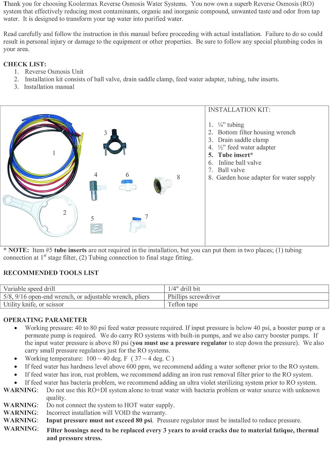 Reverse Osmosis + DI Water Purification System I19959