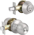 Entry Door Knobs with Single Cylinder Deadbolt, Satin Nickel Finish, Pack of 2 Q76791
