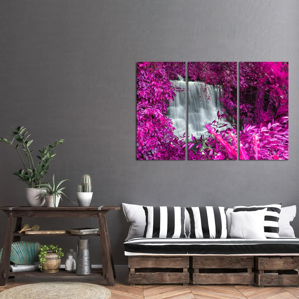 Black White and Purple Canvas Wall Art 16x32inchx3pcs C29952