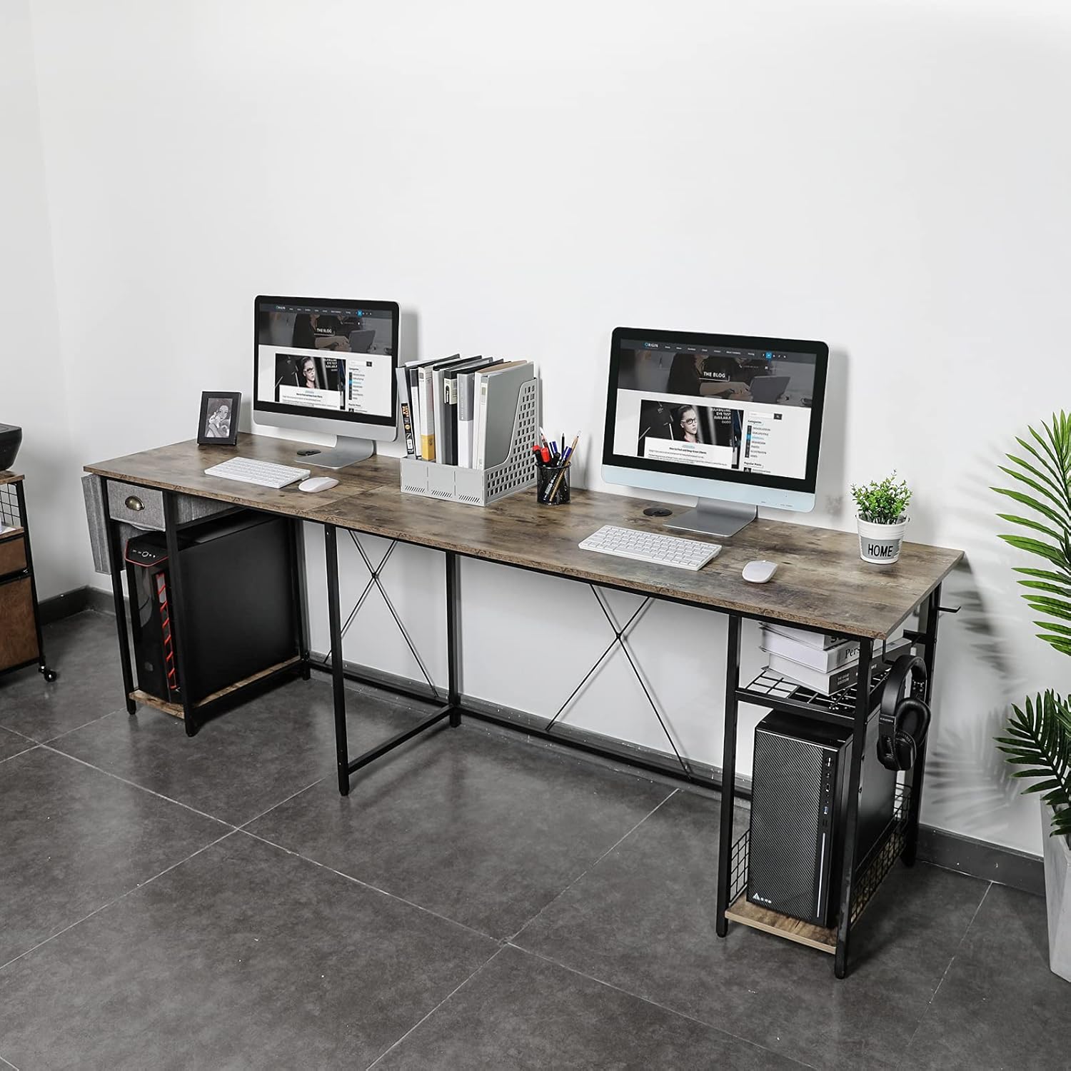L-Shaped Computer Desk with Storage Shelves Drawer J7690