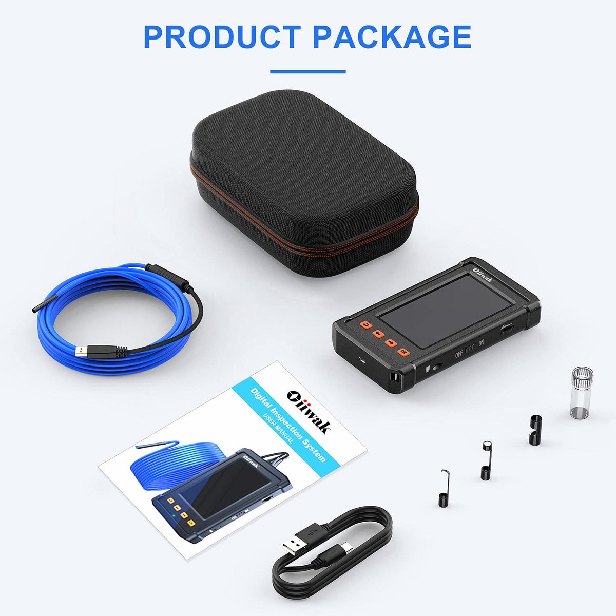Industrial Endoscope Camera 5.5mm Waterproof 1080P HD 4.3 Screen with Light, Tool Box, 11.5FT Cable Pack of 2 E4774