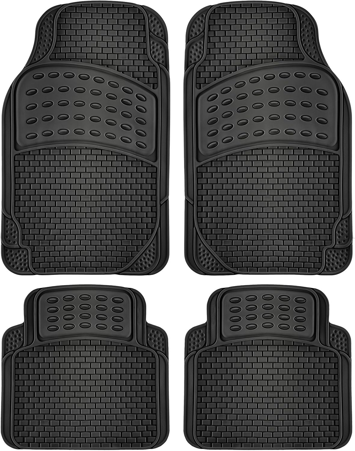 Black 4-Piece Rubber Floor Mats O891031