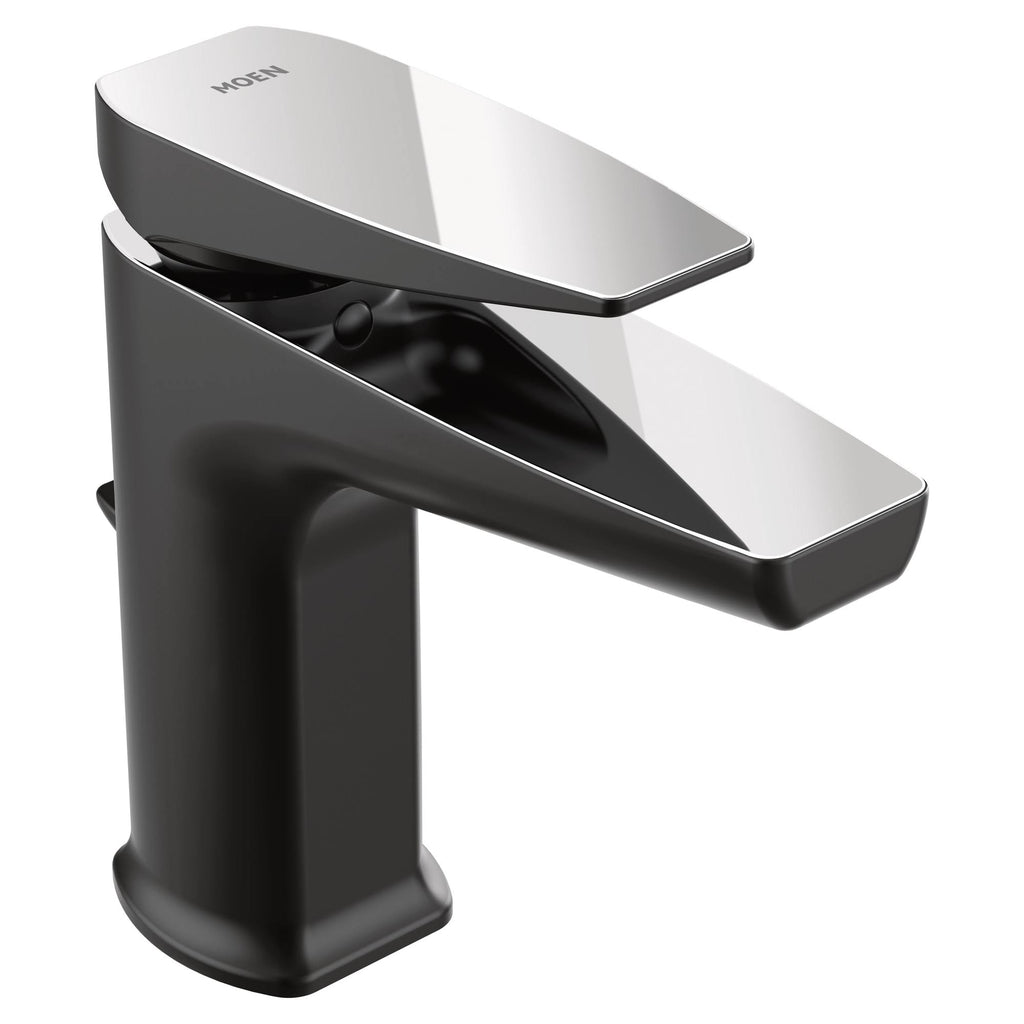 Matte Black Single Hole Bathroom Faucet with Pop-Up Drain L2915
