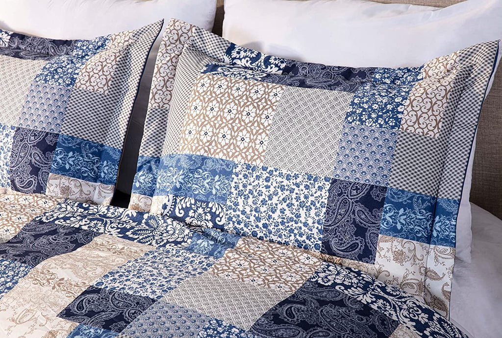 Navy Blue 3-Piece Printed Comforter Set Z9435