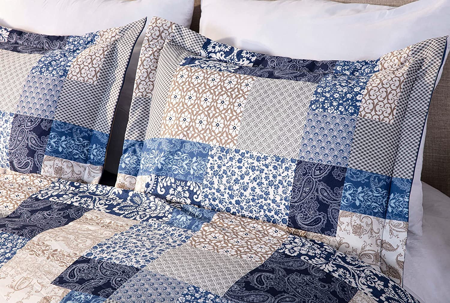 Navy Blue 3-Piece Printed Comforter Set Z9435