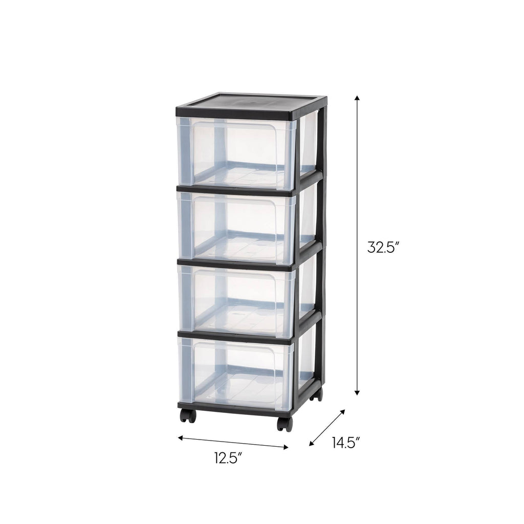 Black 4-Drawer Narrow Cart, 2 Pack I43354