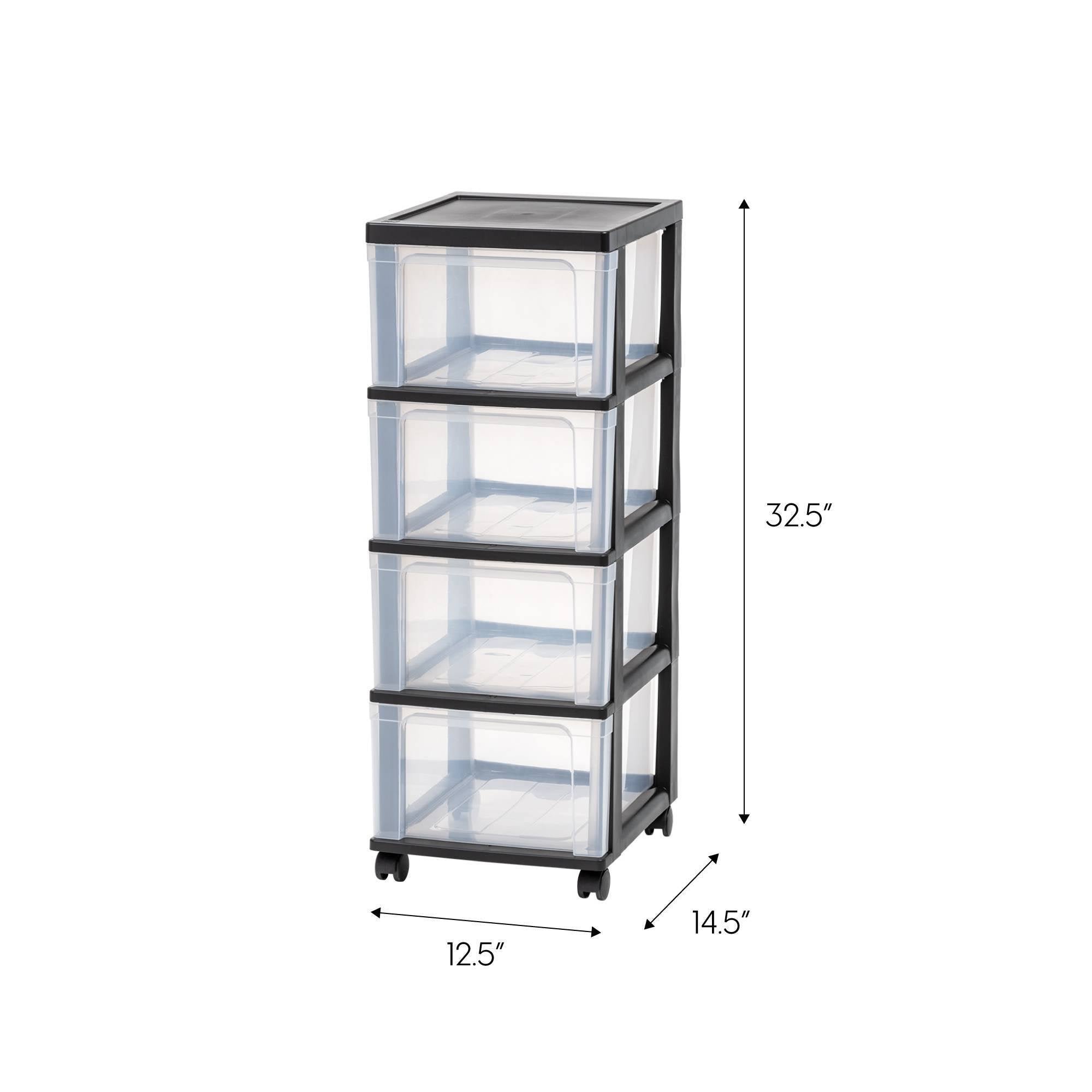 Black 4-Drawer Narrow Cart, 2 Pack I43354